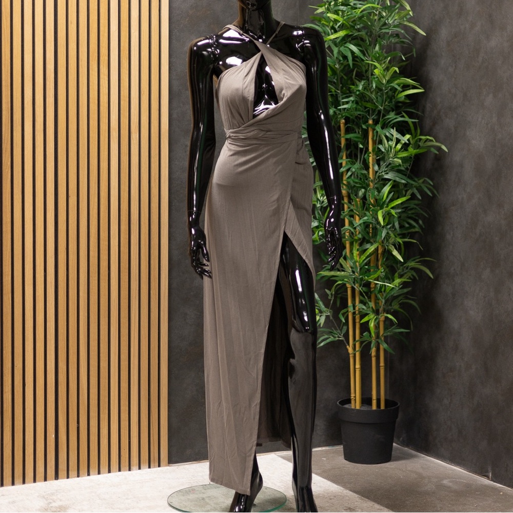 Lush Gray Wrap Maxi Dress, Size L